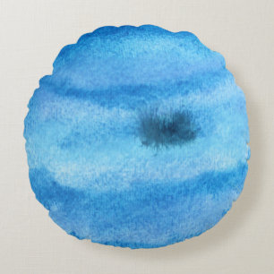 Neptun-Planeten-Aquarell-rundes Kissen