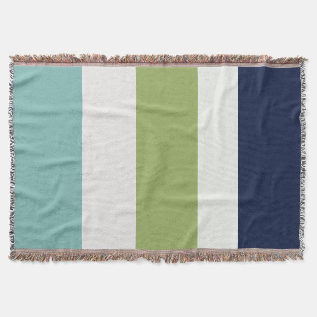 Neptun, Seashell, Grüne und Marine Streifen Decke (Vorderseite)