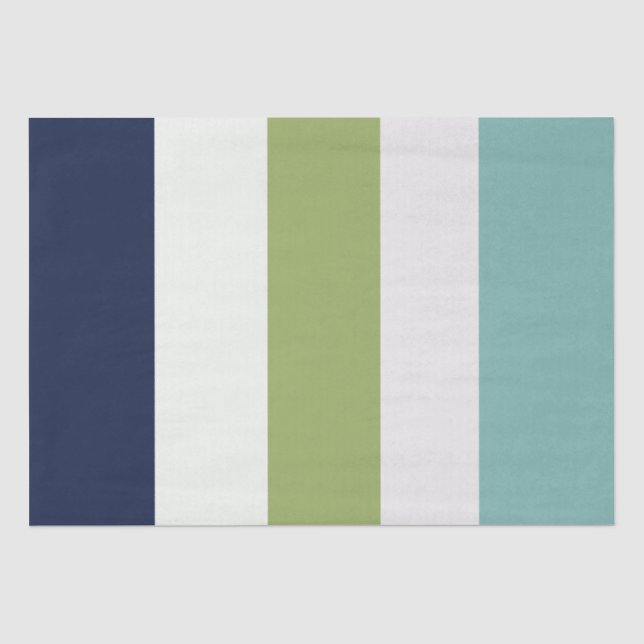 Neptun, Seashell, Grüne und Marine Streifen Seidenpapier (Vorderseite)