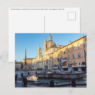 Neptunbrunnen auf der Piazza Navona - Rom Postkarte