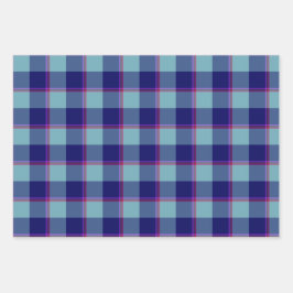Neptune and Gulf Blue Plaid Geschenkpapier Set