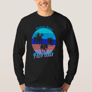 Neptune Beach Florida Retro Tropische Palmen Va T-Shirt
