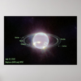 Neptune James Webb Foto NIRCam Image Green Text Poster