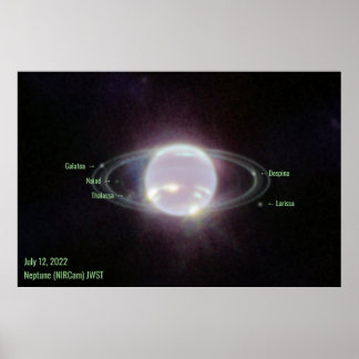 Neptune James Webb Foto NIRCam Image Green Text Poster