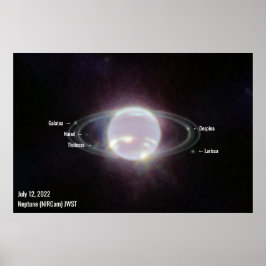 Neptune James Webb Foto NIRCam Image White Text Poster