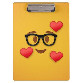 Nerd Emoji mit Herz Klemmbrett