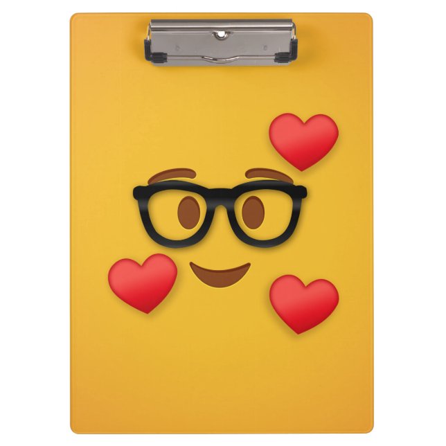 Nerd Emoji mit Herz Klemmbrett (Vorderseite)