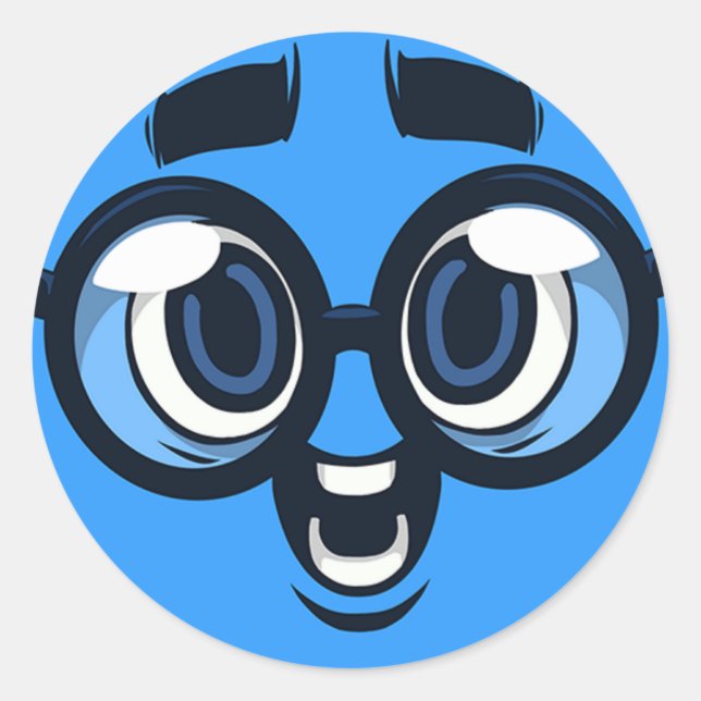 Nerd Emoji Runder Aufkleber (Vorderseite)