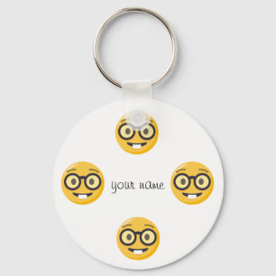 Nerd Emoji stellen und '' Ihr Name hier "gegenübe Schlüsselanhänger