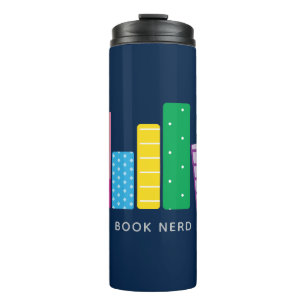 Nerd Funny Modern Navy Green Blue Thermosbecher