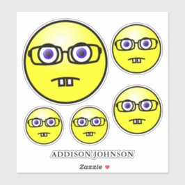 Nerd Geek Emoji Yellow Face Collection Name 8" Aufkleber