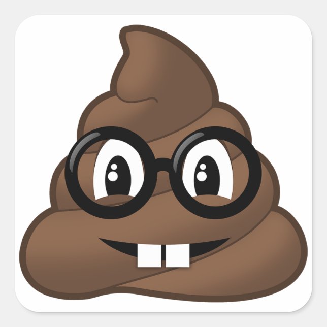 Nerd Glasses Kacke Emoji Quadratischer Aufkleber (Vorderseite)