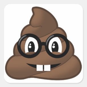 Nerd Glasses Kacke Emoji Quadratischer Aufkleber