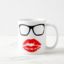 Nerd Glasses und Lipstick Kiss Kaffeetasse