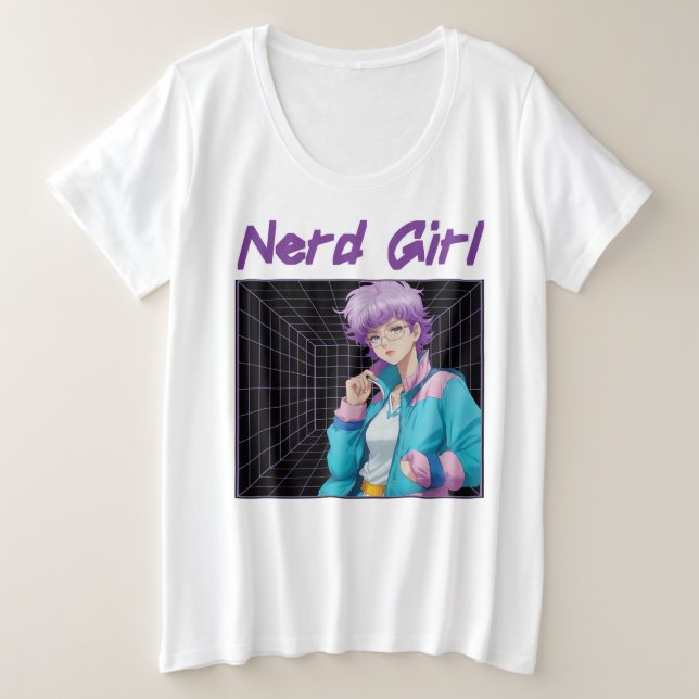Nerd Mädchen  Große Größe T-Shirt (Design vorne)