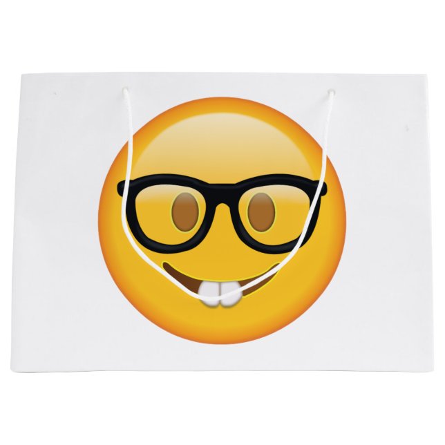 Nerd mit Brille - Emoji Große Geschenktüte (Vorderseite)