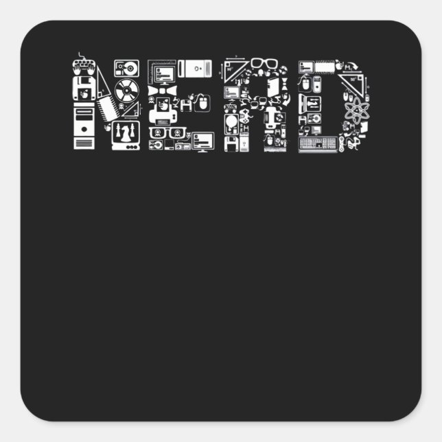 NERD QUADRATISCHER AUFKLEBER (Vorderseite)