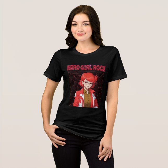 Nerd-Rock-Mädchen T-Shirt Tri-Blend Shirt (Vorderseite voll)