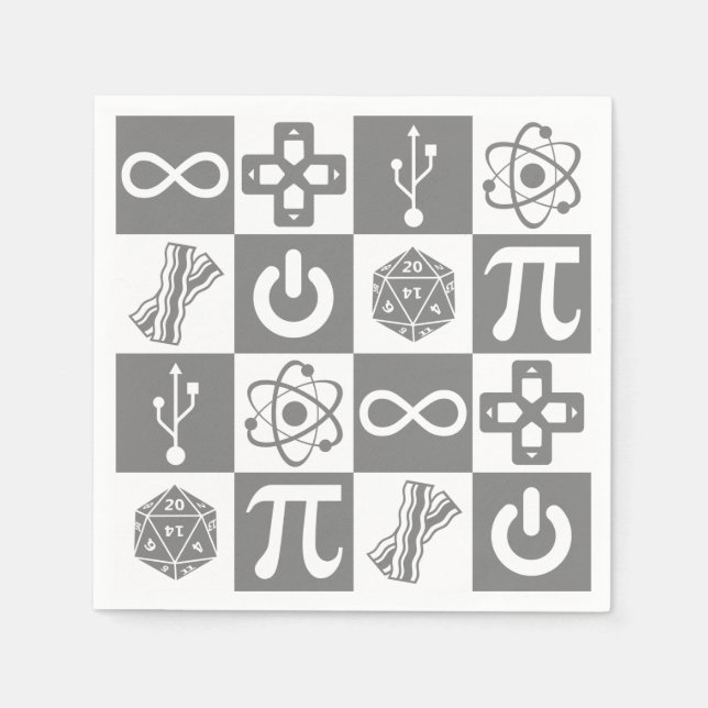 Nerd-Symbole Serviette (Vorderseite)