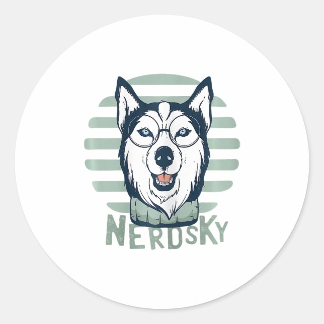 Nerdsky Classic Husky Funny Dog Runder Aufkleber (Vorderseite)