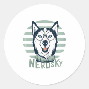 Nerdsky Classic Husky Funny Dog Runder Aufkleber