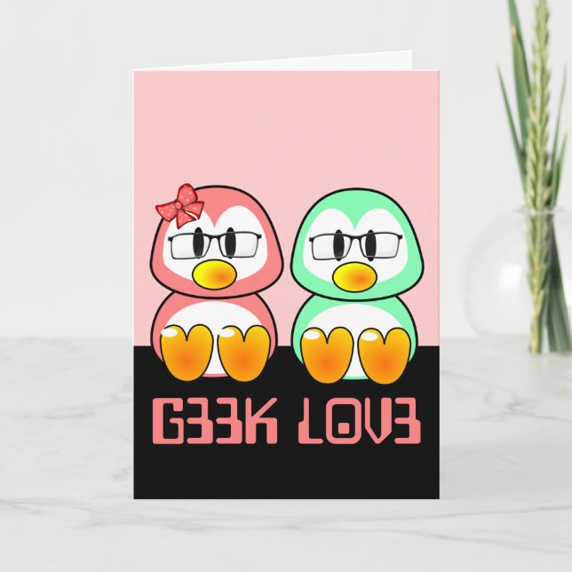 NerdValentine: ComputerGeek Leet sprechen Liebe Feiertagskarte (Vorderseite)