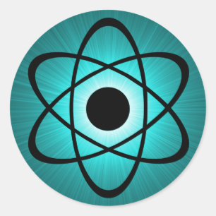 Nerdy Atomhafter, Aquamarin Runder Aufkleber