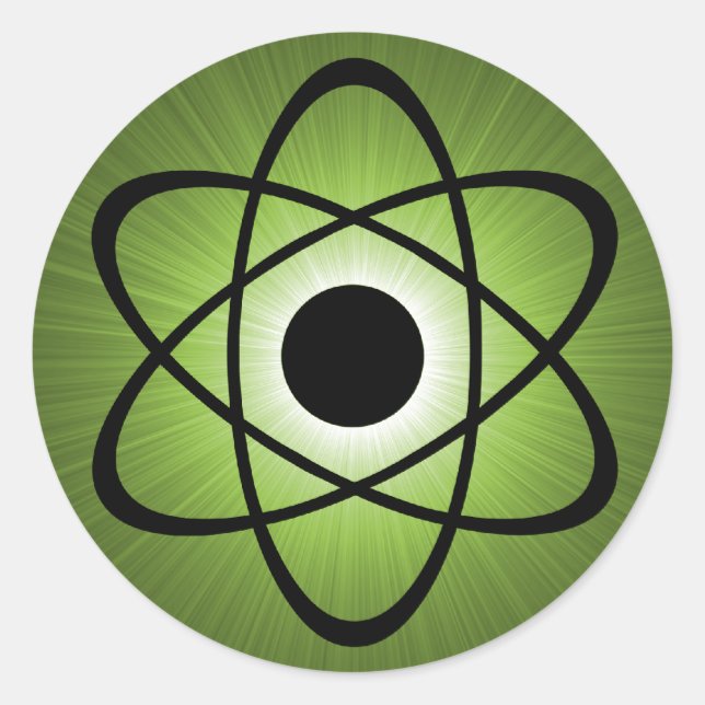 Nerdy Atomhafter, grün Runder Aufkleber (Vorderseite)