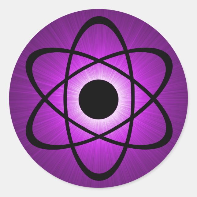 Nerdy Atomhafter, Lila Runder Aufkleber (Vorderseite)