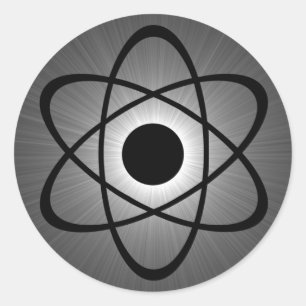 Nerdy Atomic Stickers, grau Runder Aufkleber