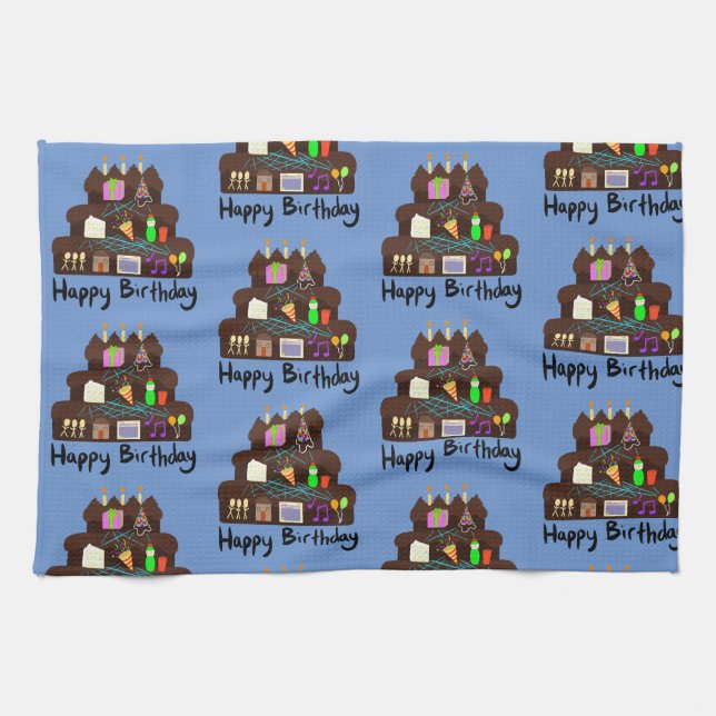 Nerdy Birthday Neural Network Geschirrtuch (Horizontal)
