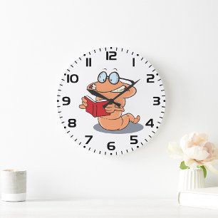 Nerdy Bookworm Lesen eines Buches Große Wanduhr