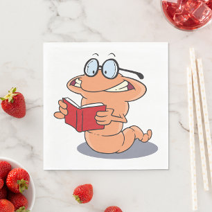 Nerdy Bookworm Lesen eines Buches Serviette