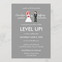 Nerdy Bride 8 bits et Faire-part de mariage de cha