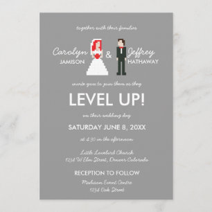 Nerdy Bride 8 bits et Faire-part de mariage de cha