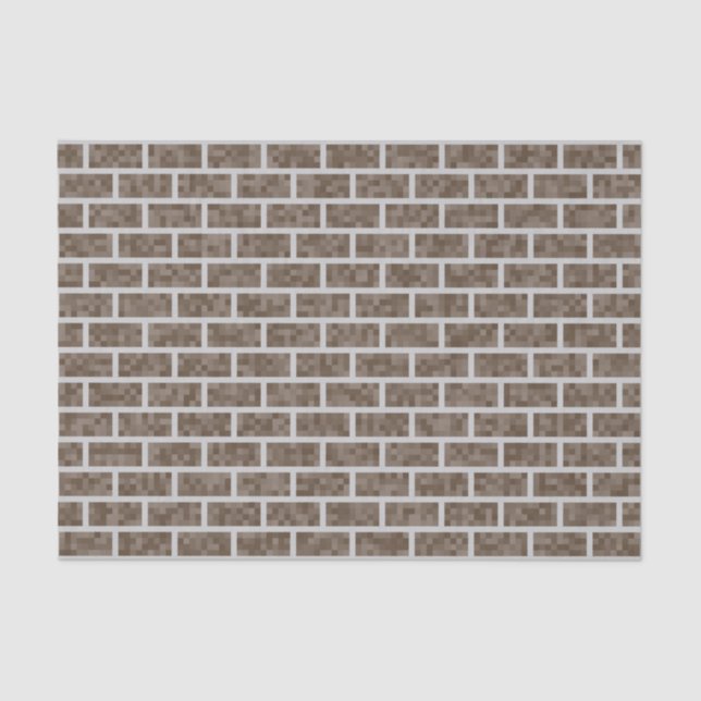Nerdy, Brown, 8-Bit Graphics Look Bricks Pattern Seidenpapier (Vorderseite)