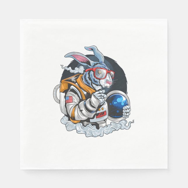 Nerdy Bunny Astronaut in Space, Explorer Spaceman Serviette (Vorderseite)