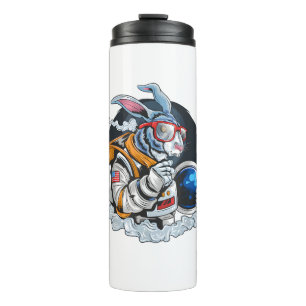 Nerdy Bunny Astronaut in Space, Explorer Spaceman Thermosbecher