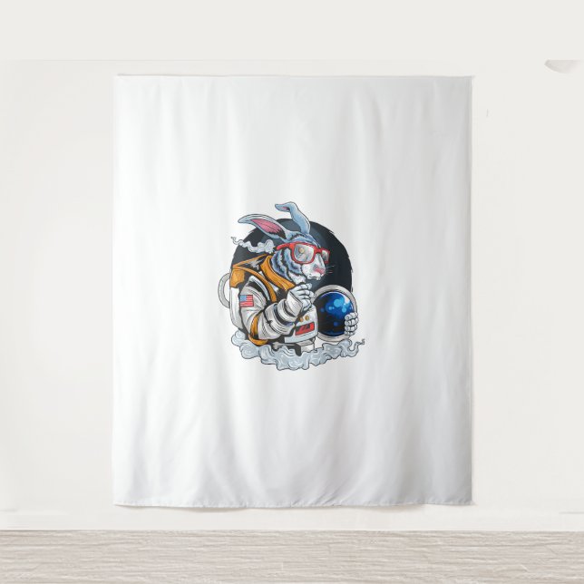 Nerdy Bunny Astronaut in Space, Explorer Spaceman Wandteppich (Vorderseite)