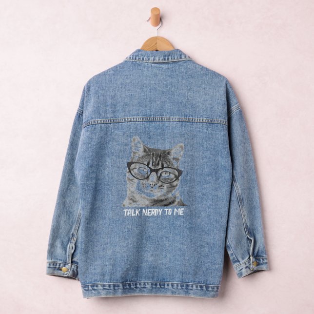 Nerdy cat photo veste denim pour amoureux des chat (Hangar)