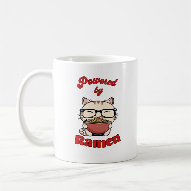 Nerdy Cat powered by ramen Kaffeetasse (Links)