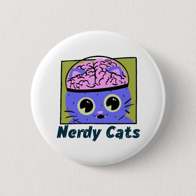 Nerdy Cats, Gehirndesign Button (Vorderseite)