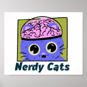 Nerdy Cats, Gehirndesign Poster