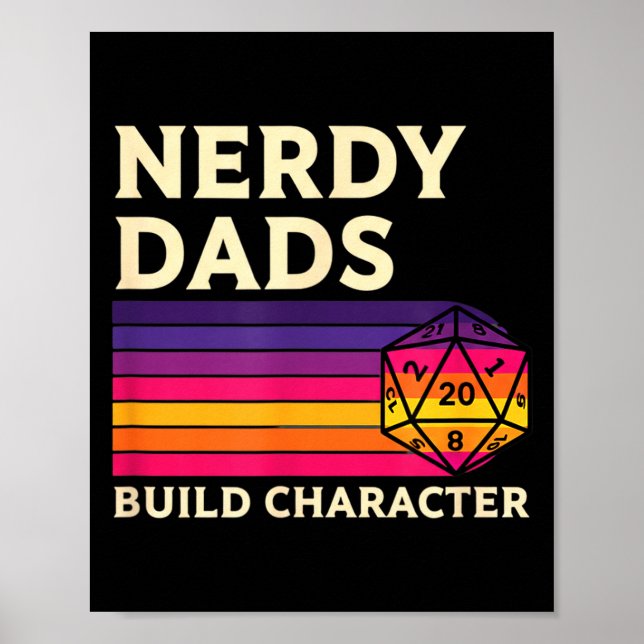 Nerdy Dads Build Character, Retro Tabletop Rpg Fat Poster (Vorne)