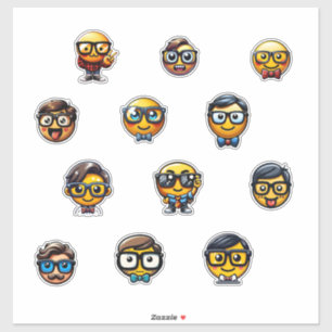Nerdy Emoji Heads - Eine Sammlung Niedlicher Geeky Aufkleber