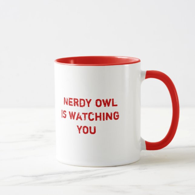 Nerdy Eule passt Sie auf Tasse (Rechts)