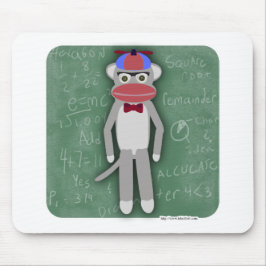 Nerdy Fifties Cool Fun Sock Monkey Cartoon Art Mousepad