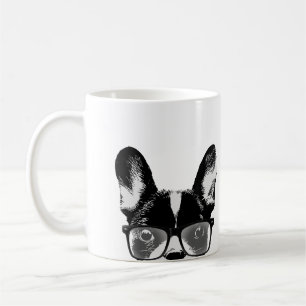 Nerdy französische Bulldoggen-Hipster-Hund Kaffeetasse