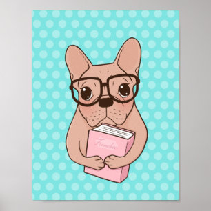 Nerdy French Bulldog Poster