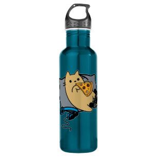 Nerdy Gamer Cat Pizza Loading Game Pause Edelstahlflasche